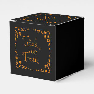Pumpkin Orange Trick or Treat  Favor Box