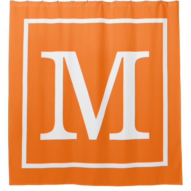 Pumpkin Orange White Framed XL Initial Monogram (Front)