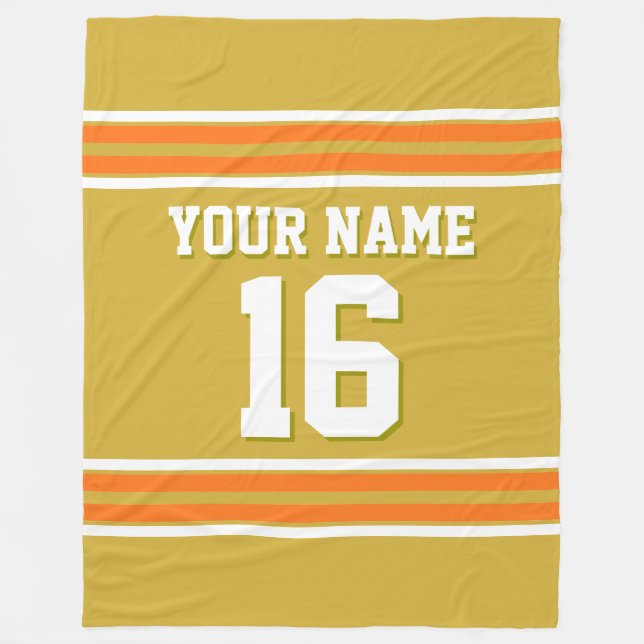 Pumpkin Orange White Sports Jersey Fleece Blanket (Front)