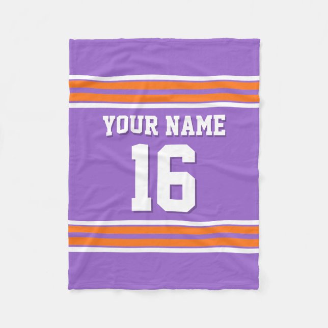 Pumpkin Orange White Sports Jersey Fleece Blanket (Front)