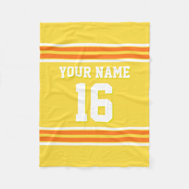 Pumpkin Orange White Sports Jersey Fleece Blanket (Front)