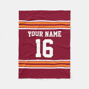 Pumpkin Orange White Sports Jersey Fleece Blanket