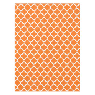 Pumpkin Orange Wht Moroccan Quatrefoil Pattern #5 Tablecloth