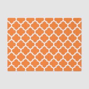 Pumpkin Orange Wht Moroccan Quatrefoil Pattern #5 Tissue Paper