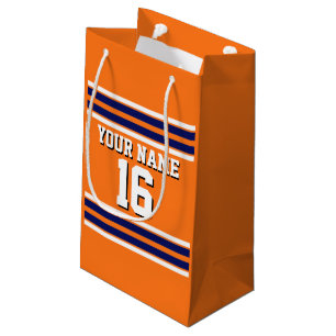 Pumpkin Orange with Navy White Stripes Team Jersey Small Gift Bag