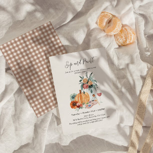 Pumpkin Paint and Sip Fall Party Invitation