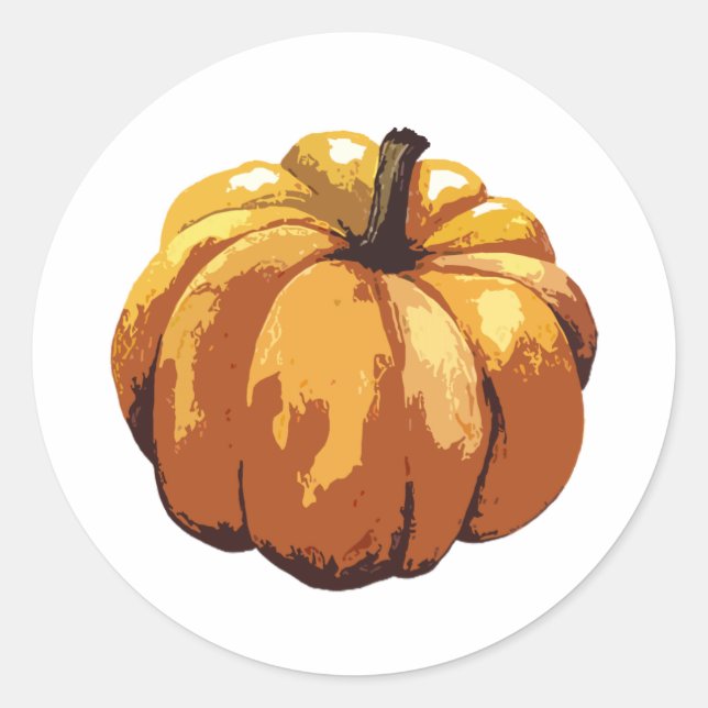 Pumpkin Painting Art Classic Round Sticker (Front)
