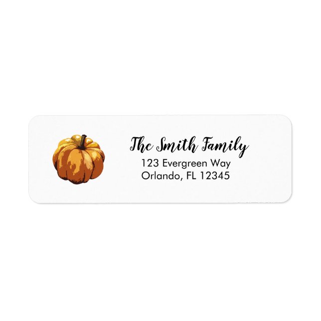 Pumpkin Painting Autumn Design Return Address (Front)