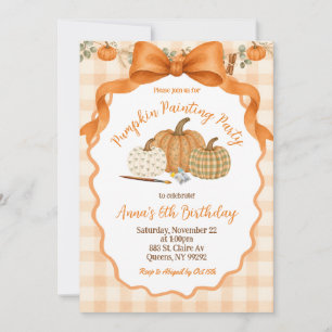 Pumpkin painting party birthday invitation