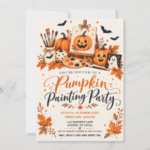 Pumpkin Painting Party Halloween Fall Gathering Invitation