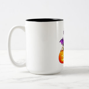 Pumpkin Pal Bat with Purple Cape Two-Tone Coffee Mug