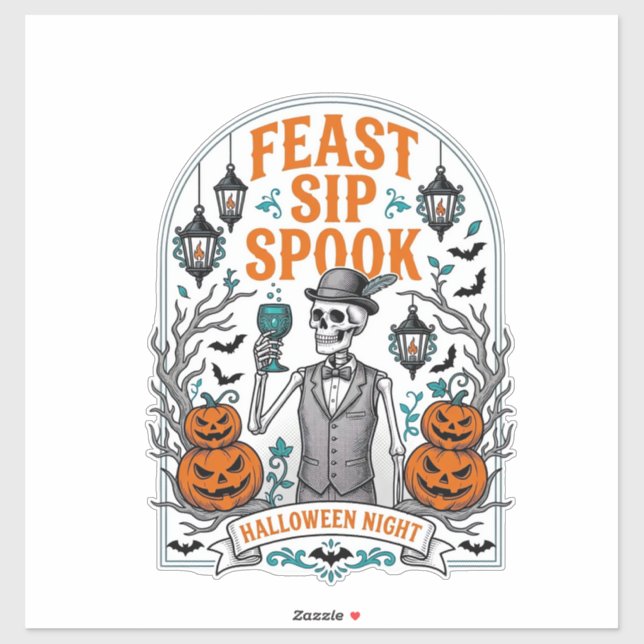 Pumpkin Party Skeleton Halloween Feast Sip Spook (Sheet)