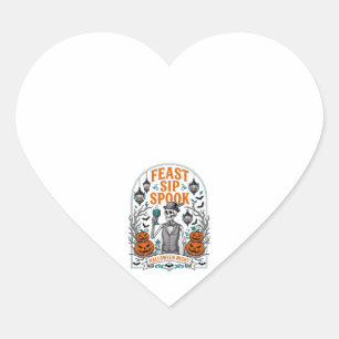 Pumpkin Party Skeleton Halloween Feast Sip Spook Heart Sticker