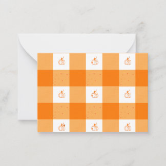 Pumpkin party thank you notes with orange gingham