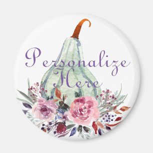 Pumpkin pastel elegant fall floral autumn teal magnet