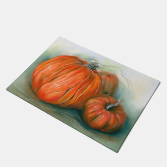 Pumpkin Patch Autumn Trio Pastel Art Doormat (Angled)