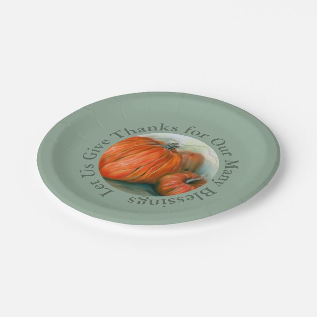 Pumpkin Patch Autumn Trio Thanksgiving Paper Plate (Angled)