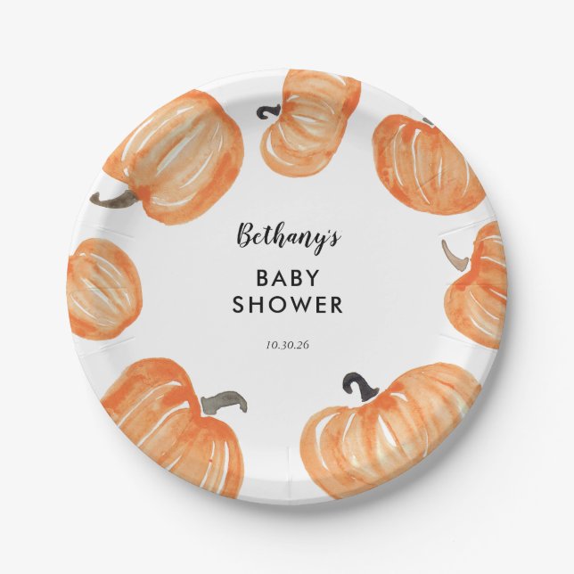 Pumpkin Patch Baby Shower Paper Plate (Front)