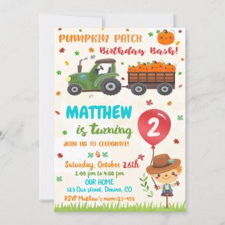 Pumpkin patch birthday invitation Fall birthday