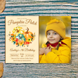 Pumpkin Patch Birthday with Photo Invitation