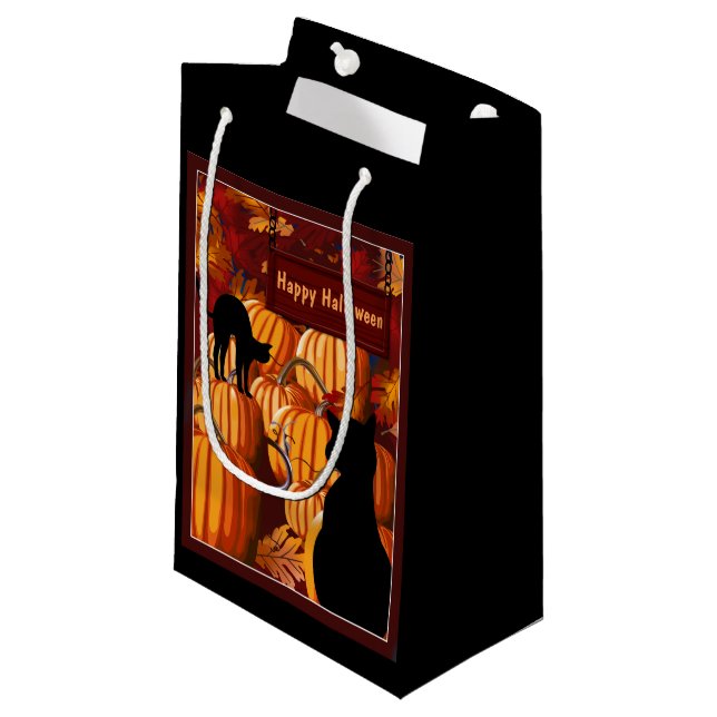 Pumpkin Patch Cats Halloween SGB Small Gift Bag (Front Angled)