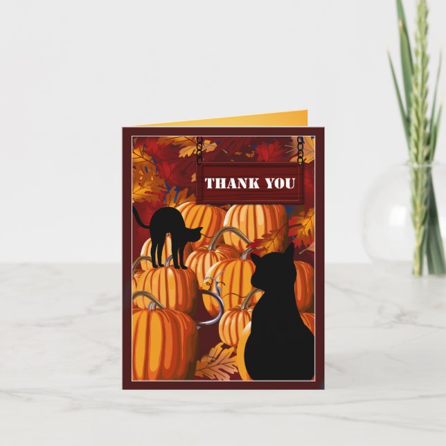 Pumpkin Patch Cats Thank You Card (Front)