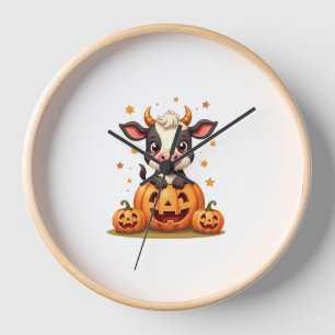 Pumpkin Patch Cow Clock