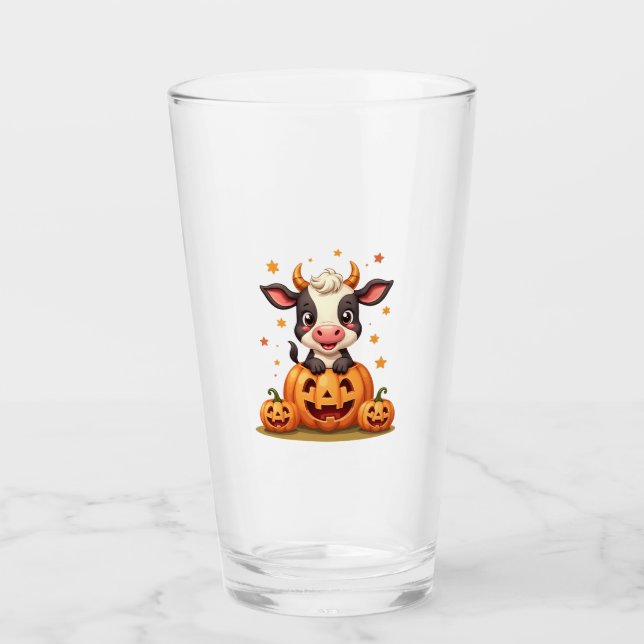 Pumpkin Patch Cow Glass (Front)