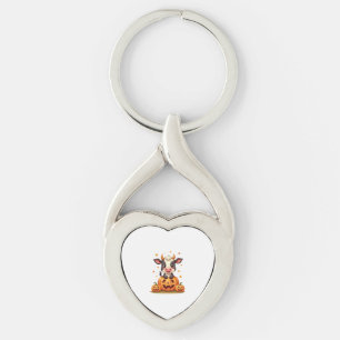 Pumpkin Patch Cow Keychain