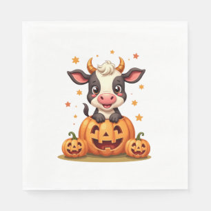 Pumpkin Patch Cow Napkin