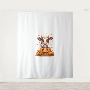 Pumpkin Patch Cow Tapestry