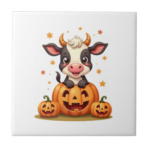 Pumpkin Patch Cow Tile