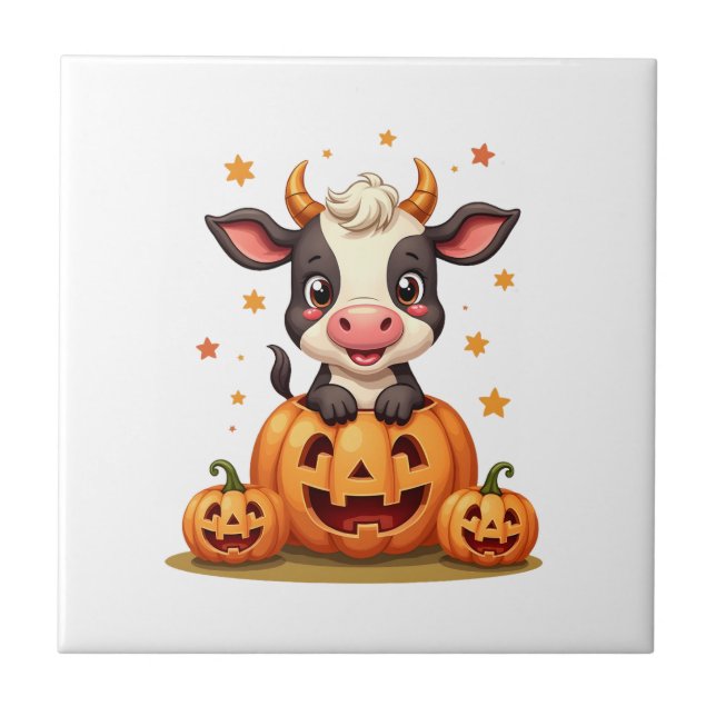 Pumpkin Patch Cow Tile (Front)