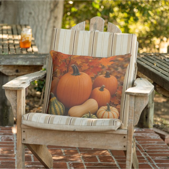 Pumpkin Patch Cozy Autumn Outdoor Pillow (Chair)