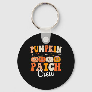 Pumpkin Patch Crew Matching Family Groovy Fall Hal Keychain