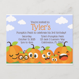 Pumpkin Patch Farm Kids Birthday Invitation Postcard