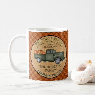 Pumpkin Patch Farm Rustic Fall Plaid Vintage Truck Coffee Mug