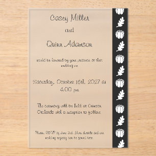 Pumpkin Patch in Black Acrylic Wedding Invitations
