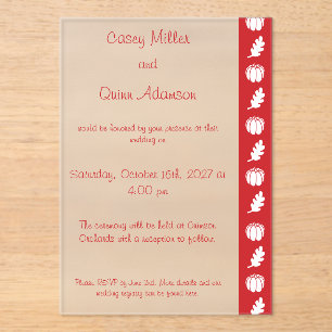 Pumpkin Patch in Cherry Acrylic Wedding  Invitations