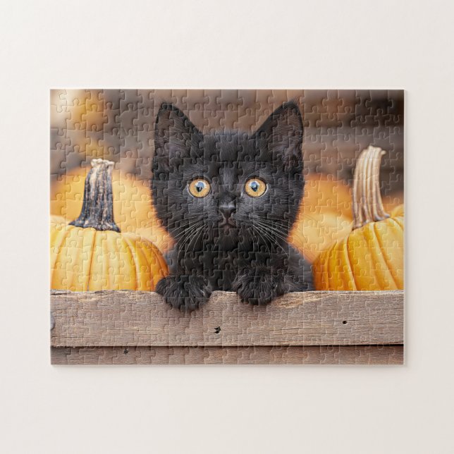 Pumpkin Patch Kitten Jigsaw Puzzle (Horizontal)