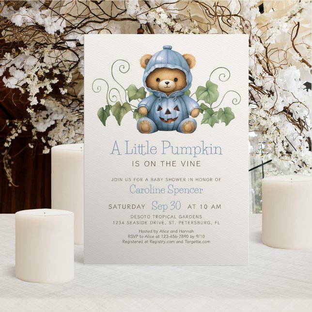 Pumpkin Patch Minimalist Boy Baby Shower Invitation (Creator Uploaded)