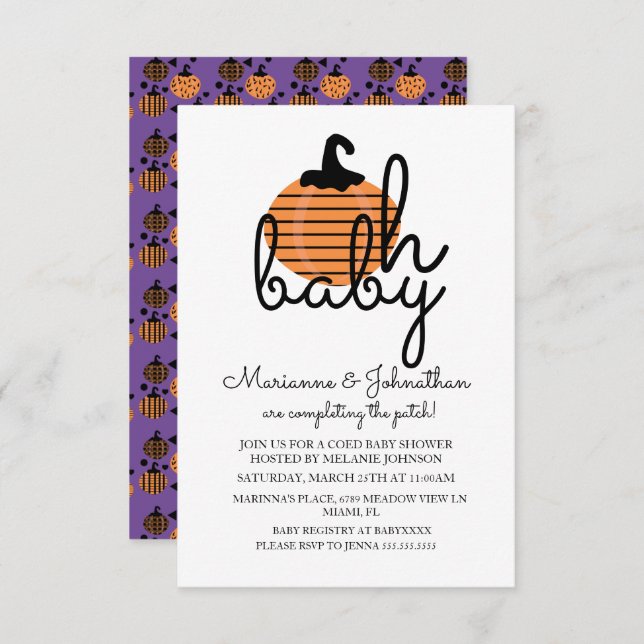 Pumpkin Patch Oh Baby Pumpkins Baby Shower Invitation (Front/Back)