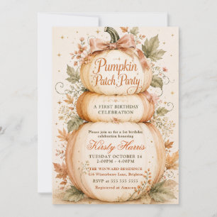 Pumpkin Patch Party 1st Birthday Celebration Invitation