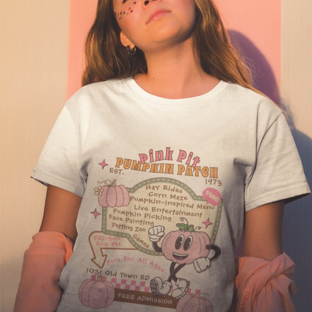 Pumpkin Patch Pumpkin Picking - Pink Pumpkin  Tri-Blend Shirt (This item is for display purposes only to illustrate the design element. )