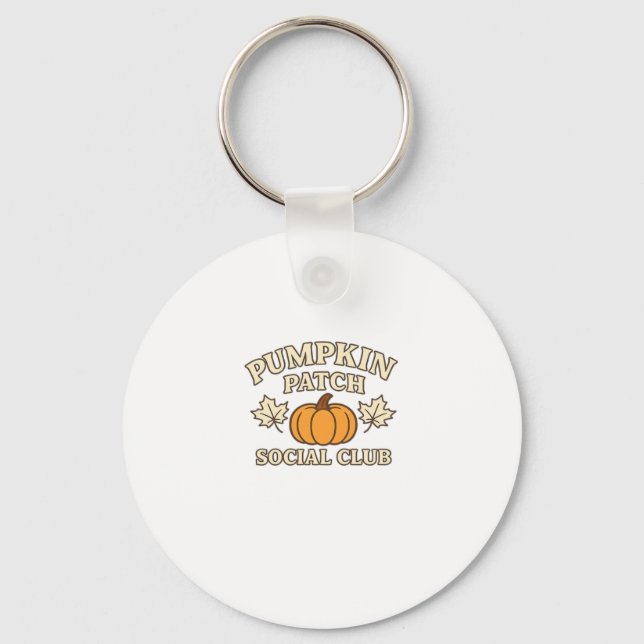 Pumpkin Patch Social Club � Cozy Autumn Aesthetic  Keychain (Front)
