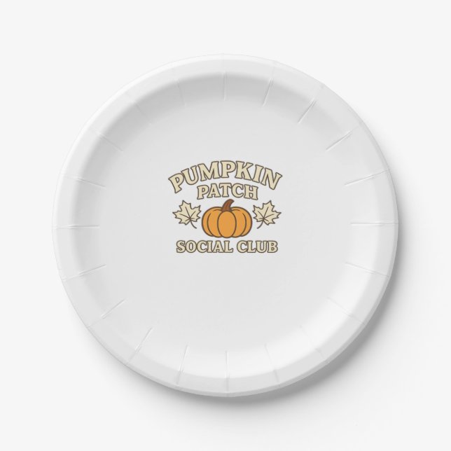 Pumpkin Patch Social Club � Cozy Autumn Aesthetic  Paper Plate (Front)