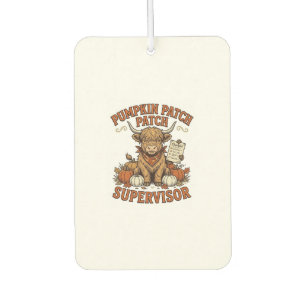 Pumpkin Patch Supervisor Highland Cow Vintage Shir Air Freshener