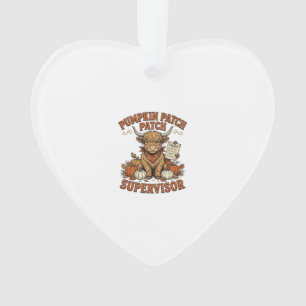 Pumpkin Patch Supervisor Highland Cow Vintage Shir Ornament