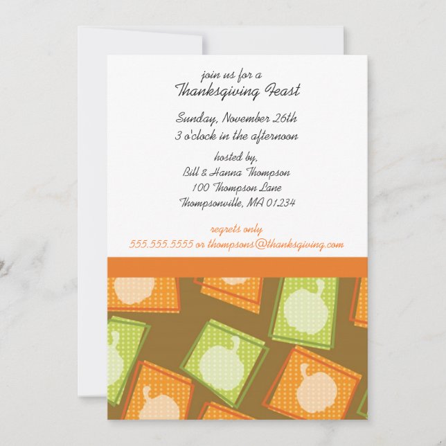 Pumpkin Patch Thanksgiving Party Invitations (Front)