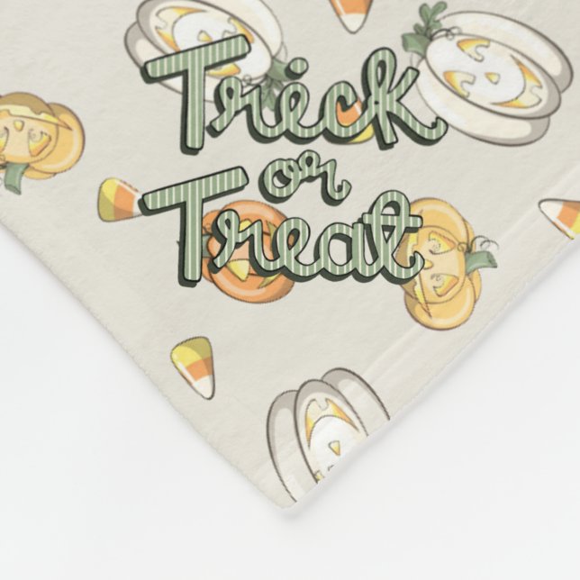 Pumpkin Patch “Trick Or Treat” Throw Blanket (Corner)